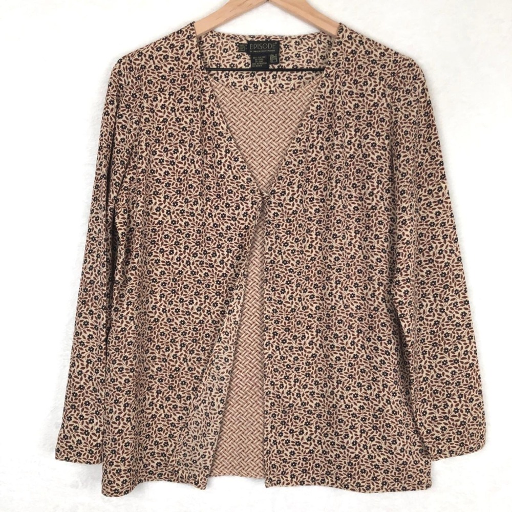 EPISODE Carolyn Wight Freeman 100% Silk Floral‎ Geometric Layered Top Sz 4 Brown